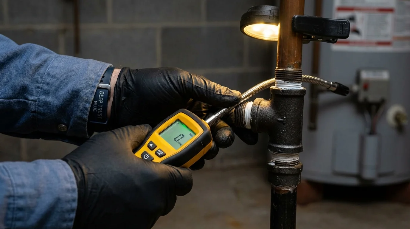 Gas leak detection with electronic sniffer by Johns Plumbing LLC in Commerce City